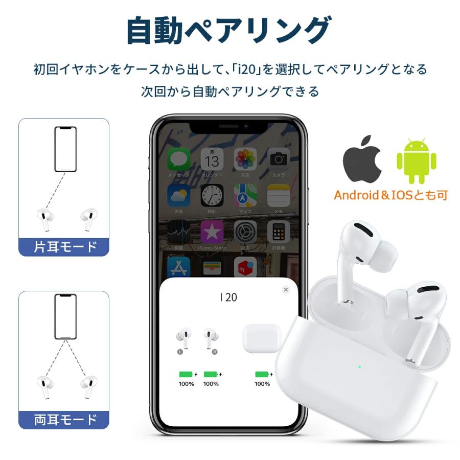 WAPIK ワイヤレスイヤホン iPhone Android対応 Bluetooth 5.3 