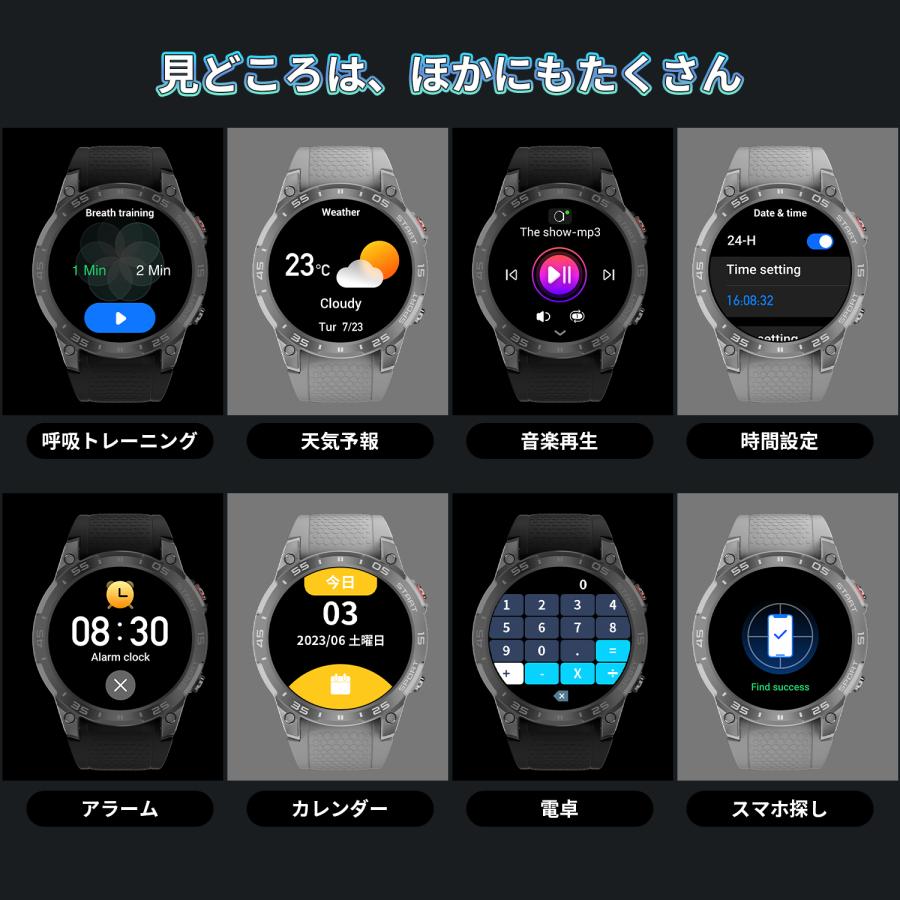スマートウォッチ 丸型 常時表示 通話機能 健康管理 日本語説明 スマートウォッチ 丸型 常時表示 通話機能 健康管理 日本語説明