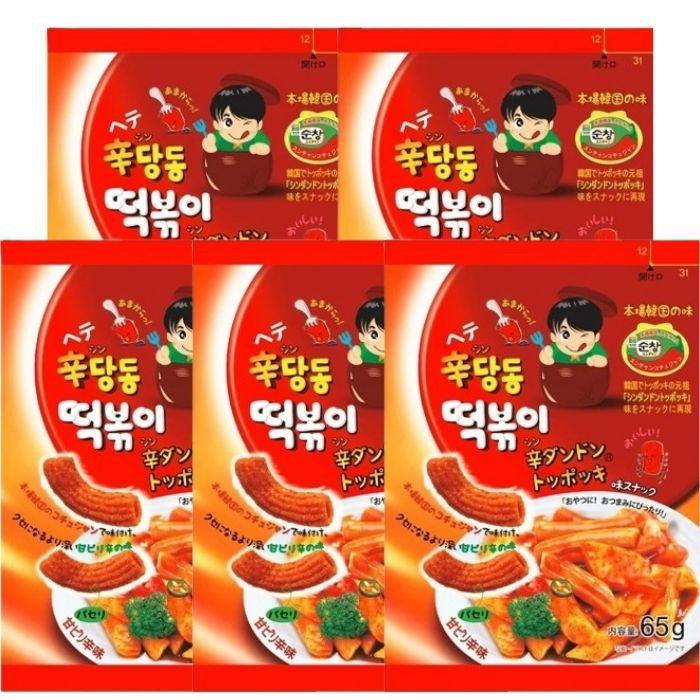 5袋セット】ヘテ 辛ダンドントッポキスナック 65g 甘ピリ辛味 おやつ
