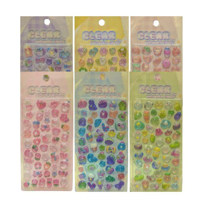 5枚セット】クリアぷくぷくキャンディシール【パープル】 かわいい
