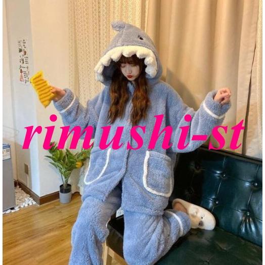 ルームウェア ワンピース パジャマ 着ぐるみ 大人用 もこもこ サメ