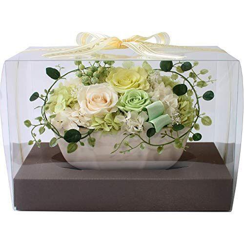 プリザーブドフラワー (クリアケースワイドL 付き/仏花/若菜Ｌ) お供え 花 お悔み用 お彼岸 お盆 アレンジ リボン付き