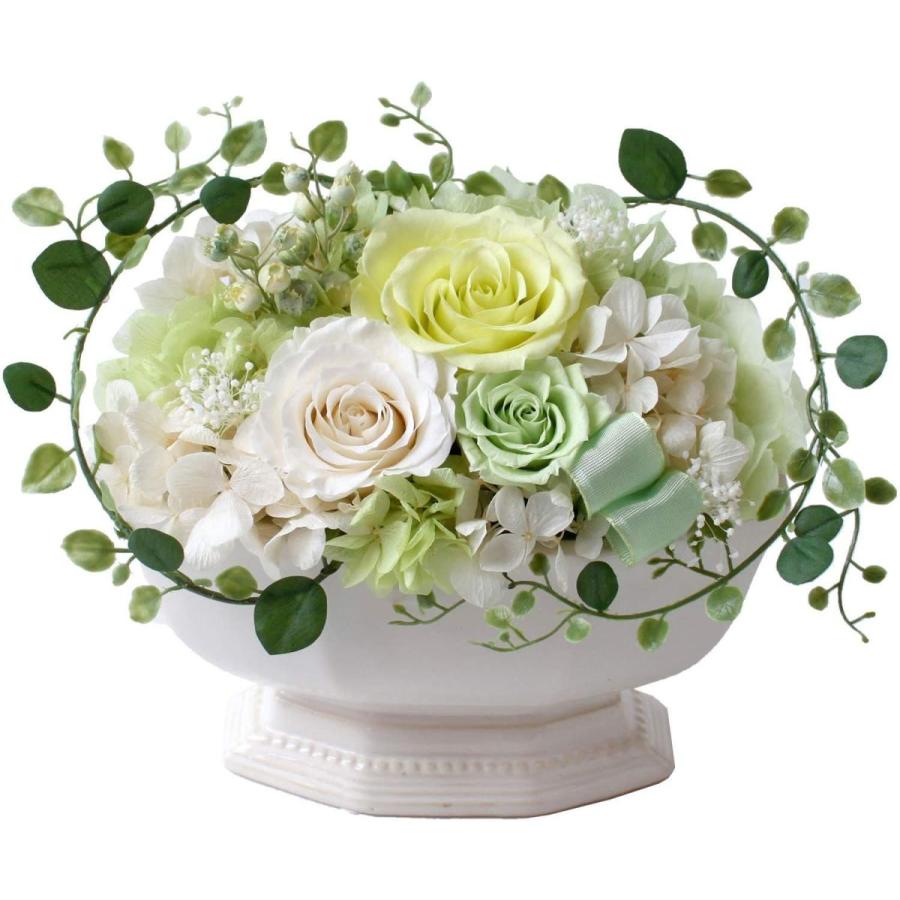 【早い者勝ち！】 プリザーブドフラワー (クリアケースワイドL 付き/仏花/若菜Ｌ) お供え 花 お悔み用 お彼岸 お盆 アレンジ リボン付き 【1575999802】(9264円)