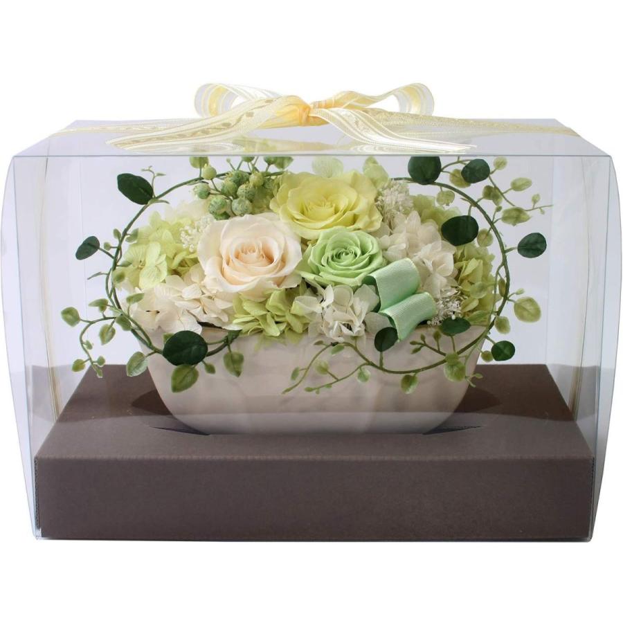 【早い者勝ち！】 プリザーブドフラワー (クリアケースワイドL 付き/仏花/若菜Ｌ) お供え 花 お悔み用 お彼岸 お盆 アレンジ リボン付き 【1575999802】(9264円)