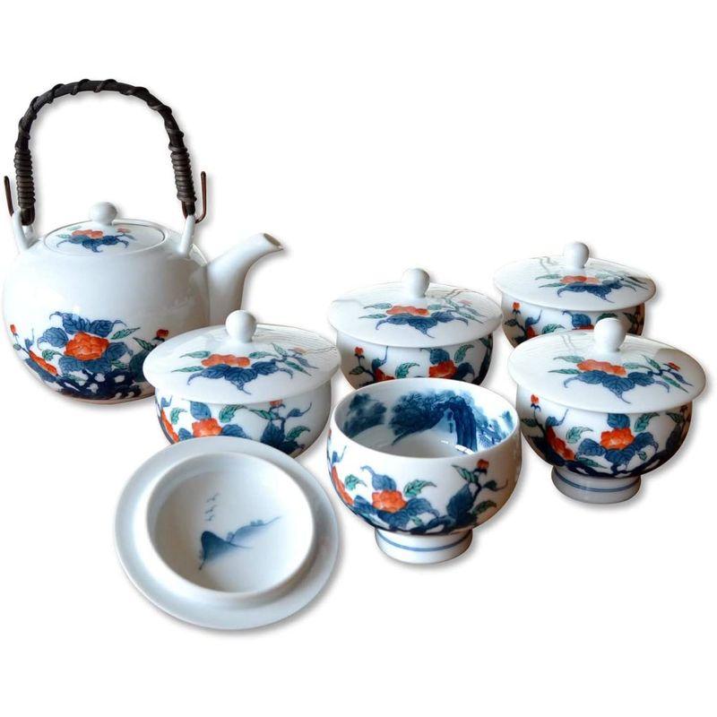 茶器セット 日本製 有田焼 畑萬陶苑 色鍋島内山水岩牡丹 土瓶汲み出し