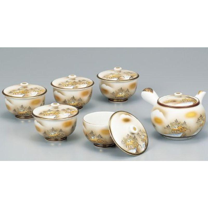 九谷焼 蓋付 茶器セット 墨山水(急須,湯のみ5客) :20220823075441