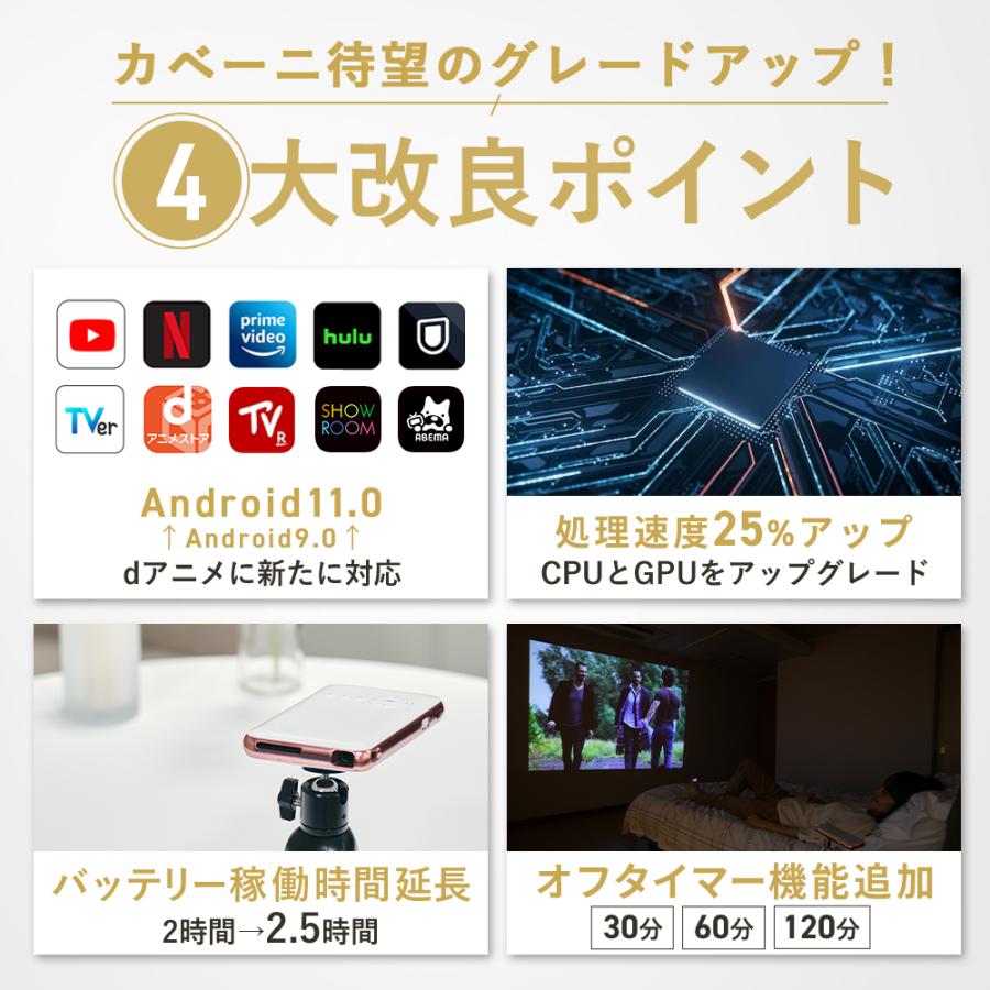 カベーニ プロジェクター 小型 家庭用 天井 壁 Bluetooth WiFi スマホ 軽量 HDMI モバイルプロジェクター 小型 iPhone ミニプロジェクター 三脚 ホームシアター | UENO-mono | 05