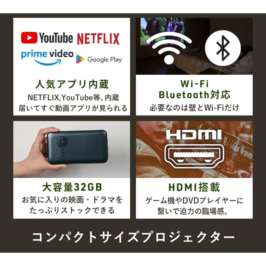 カベーニ プロジェクター 小型 家庭用 天井 壁 Bluetooth WiFi スマホ 軽量 HDMI モバイルプロジェクター 小型 iPhone ミニプロジェクター 三脚 ホームシアター | UENO-mono | 07