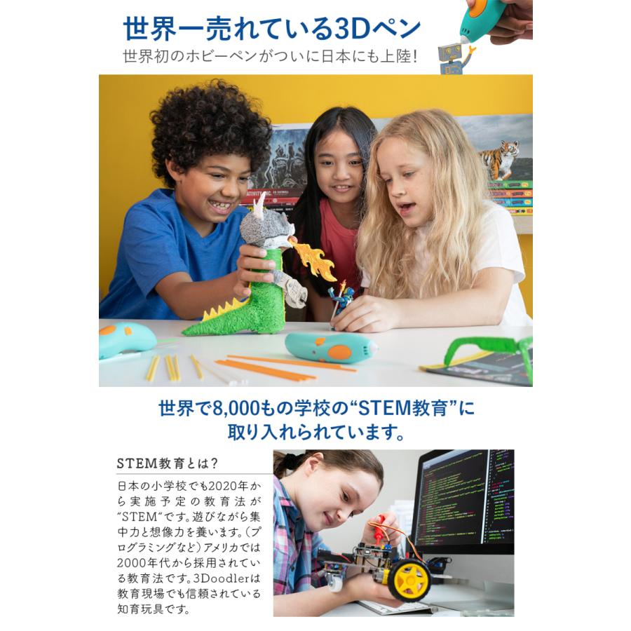 公式 3Dペン 3Doodler Start + 女の子 男の子 誕生日 プレゼント 知育 おもちゃ スリードゥードラー 3dアートペン 孫  国内唯一の総代理店｜rin-store1210｜03