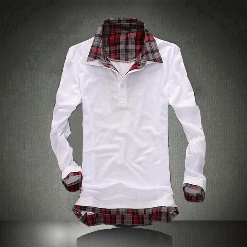 メール便可 ポロシャツ メンズ Tシャツ 重ね着風 フェイクレイヤードカットソー 長袖ポロ チェック柄ウェア トップス カジュアル スポーツウェア 148 Gezipolochang Rinヤフーショップ 通販 Yahoo ショッピング