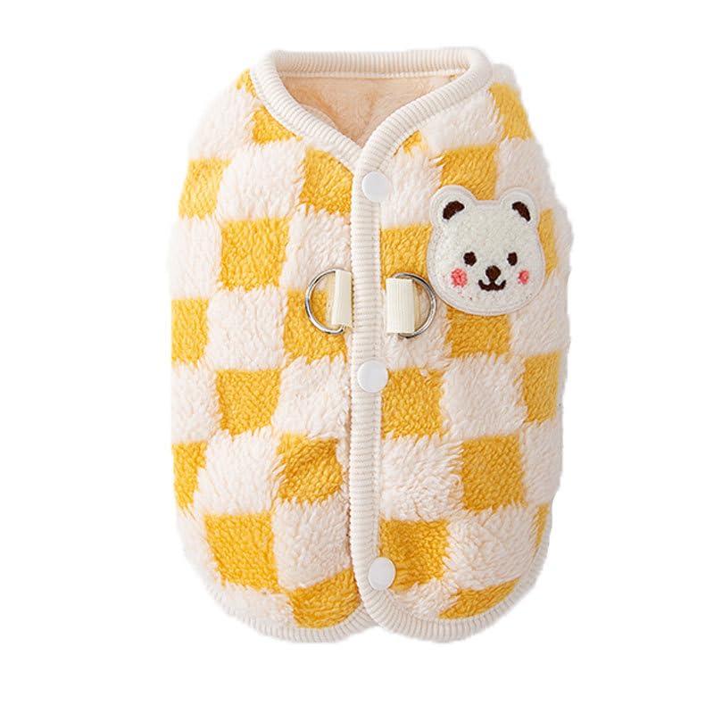 犬服 Tシャツ 秋冬服 ベスト ストライプ柄 背中開き 暖かい ペット服 フェザーベスト 犬猫 洋服 前あき 前ボタン 小型犬 中型犬