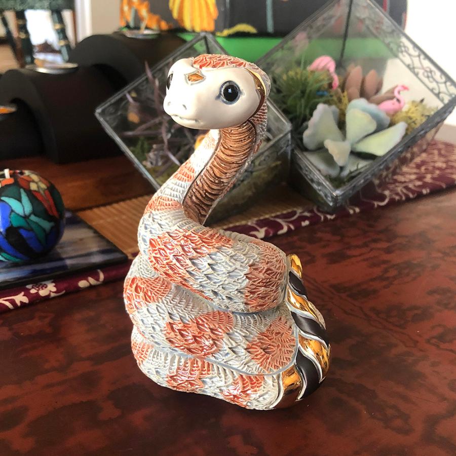 置物 白ヘビ へび 蛇 陶器 送料無料 F242 | 