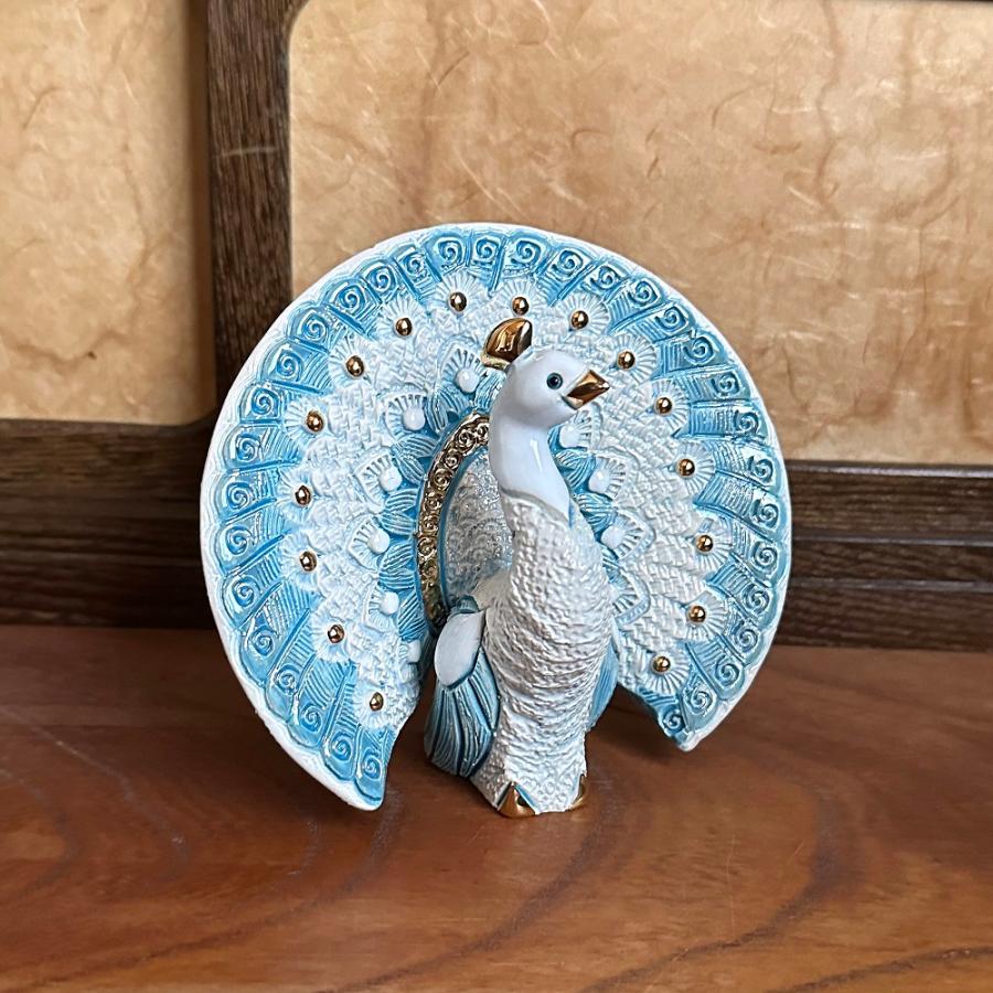 置物 トリ とり 鳥 孔雀 陶器 送料無料 F246W : リンコナダ(日本代理店