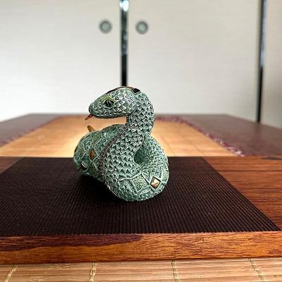置物 緑ヘビ へび 蛇 陶器 送料無料 F251 |  | 10
