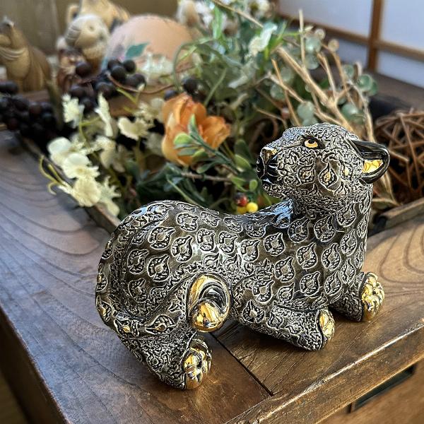 置物 パンサー ぱんさー 豹 ヒョウ ひょう 陶器 送料無料 F259 |  | 07