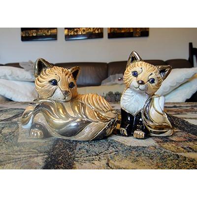 置物 キツネ きつね 狐 陶器 送料無料 F399 : リンコナダ(日本