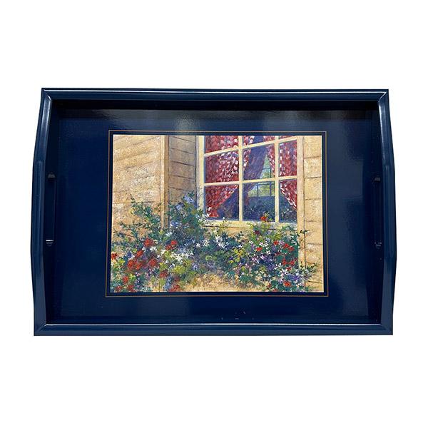【SALE50％OFF】トレイ PT2-3 紺 ウインドウ USA トレー お盆 アンティーク調 レトロ カフェ 喫茶 インテリア 雑貨 プレゼント 絵画 ニュージーランド製 | 