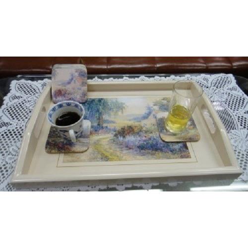【SALE50％OFF】トレイ PT3-3 白 コテージ トレー お盆 アンティーク調 レトロ カフェ 喫茶 インテリア 雑貨 おしゃれ プレゼント 絵画 ニュージーランド製 |  | 02