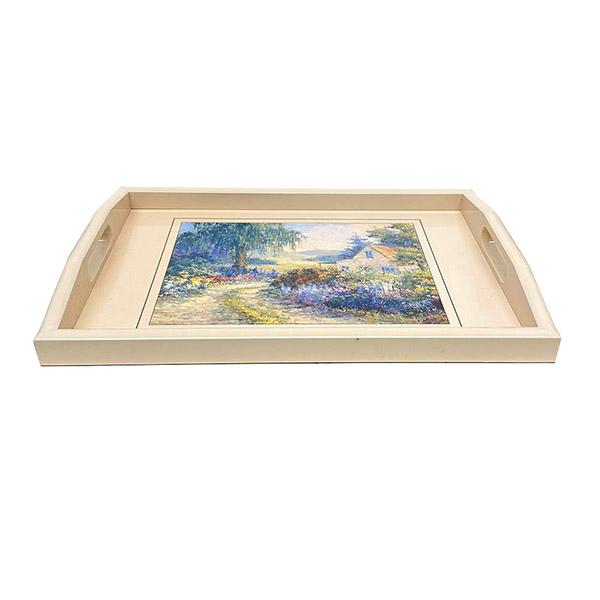 【SALE50％OFF】トレイ PT3-3 白 コテージ トレー お盆 アンティーク調 レトロ カフェ 喫茶 インテリア 雑貨 おしゃれ プレゼント 絵画 ニュージーランド製 |  | 01