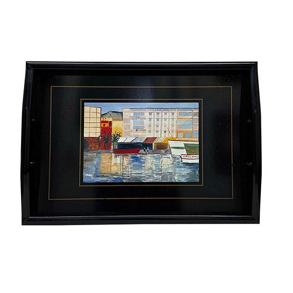 【SALE50％OFF】トレイ PT4-2 黒 南フランス トレー お盆 アンティーク調 レトロ カフェ 喫茶 インテリア 雑貨 おしゃれ プレゼント 絵画 ニュージーランド製 | 