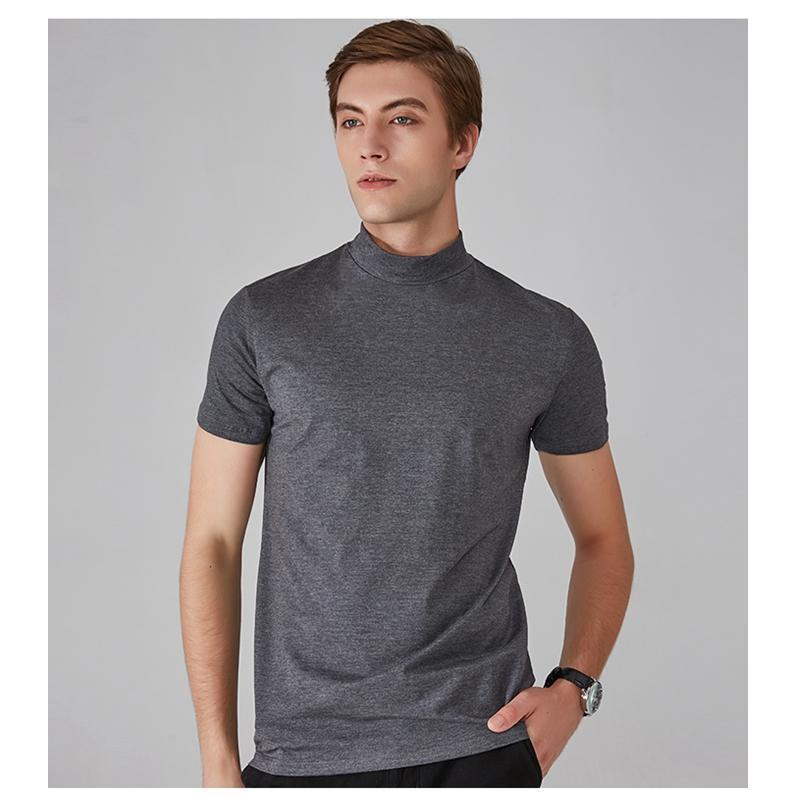 半袖モックネック　ハイネック　シャツ　グレー　サイズXL 春夏　ゴルフウェア Tシャツ モックネック ゴルフ 半袖 メンズ ハイネックTシャツ