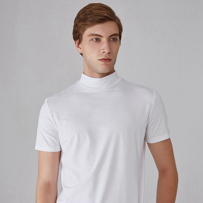 半袖　モックネック　ハイネック　サイズXL ホワイト　ゴルフウェア　春夏　新品 Tシャツ モックネック ゴルフ 半袖 メンズ ハイネックTシャツ