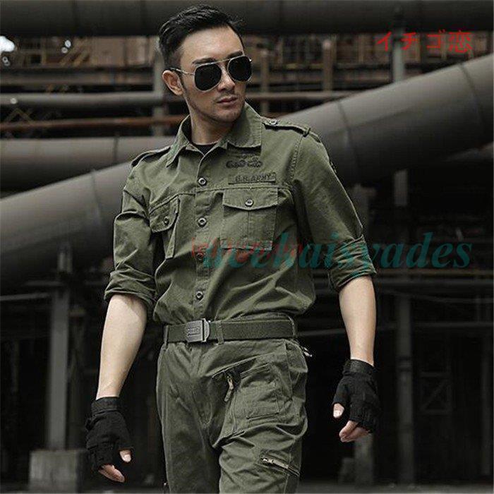 迷彩服 戦闘服 グリーン メンズ レディース サバゲー装備 軍服 アーミーコスプレ 迷彩柄 上下セット(ジャケット+ズボン) 作業服 ゲーム服_5