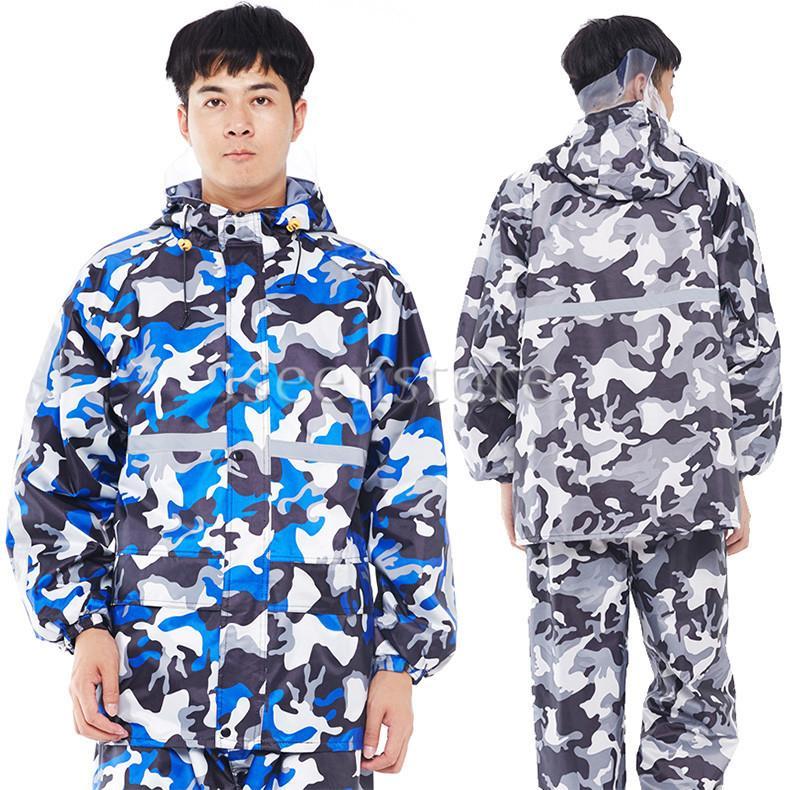 TAICHI バイク用雨具 上下セット グレー・カモフラ柄 レインスーツ