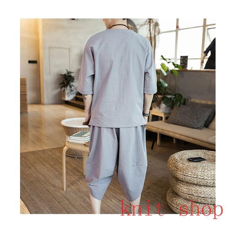 メンズ 夏服 部屋着 セットアップ Tシャツ ハーフパンツ ダボシャツ