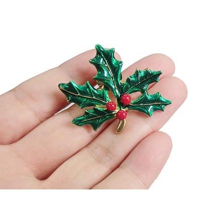 クリスマスピンブローチ ラペルピン タックピン ピンバッジ ヒイラギ