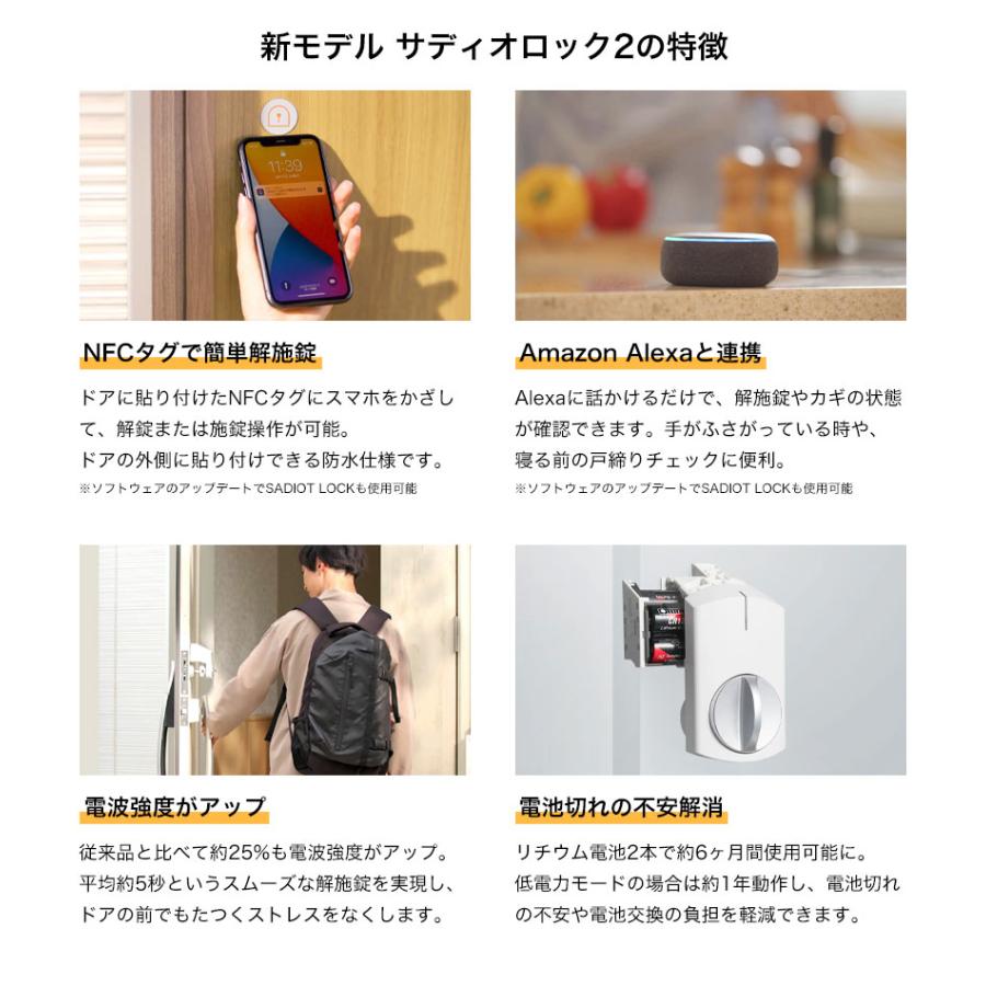 スマートロック サディオロック白＋Hub白 2点セット 