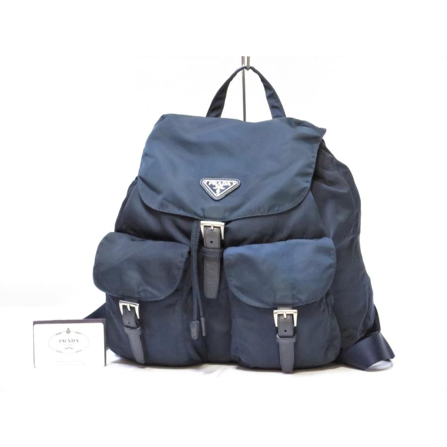 送料無料 プラダ メンズファッション ナイロン 旧型 リュック ネイビー 青系 リュック りんご計画yahoo店