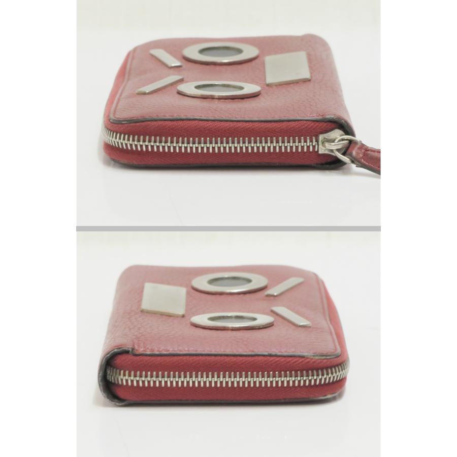 フェンディ モンスター ラウンドファスナー 長財布 赤 レッド系 FENDI 