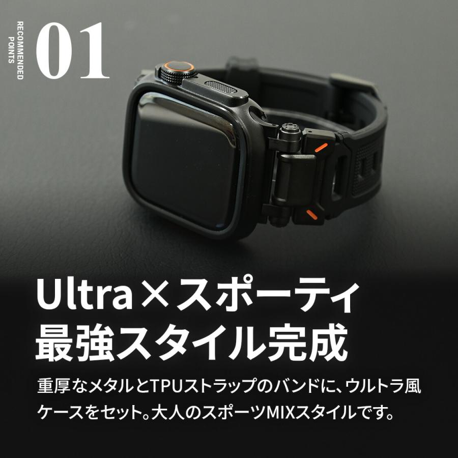 アップルウォッチ バンド メンズ チタン シリコン ステンレス マグネット ブラック シルバー プレゼント @ソリッド カタナ ウルトラケースセット |  | 02