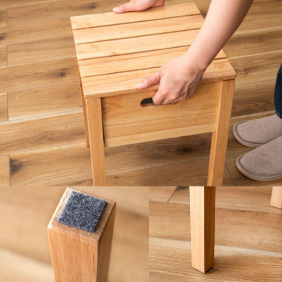 スツール 収納付き 天然木 北欧風 木製 椅子 サイドテーブル ナイトテーブル 天然木 学習 省スペース シンプル 北欧  ナチュラル りんごのほっぺ | 東谷 | 08
