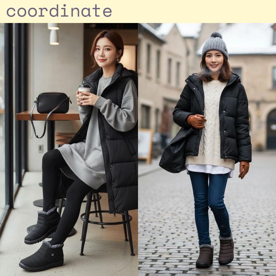 ブーツ ボア レディース メンズ 裏起毛 ボアブーツ 防寒 保温 ウィンター 防寒靴 雪靴 滑り止め 40代 50代 60代 秋冬雪靴  通勤用 りんごのほっぺ |  | 12