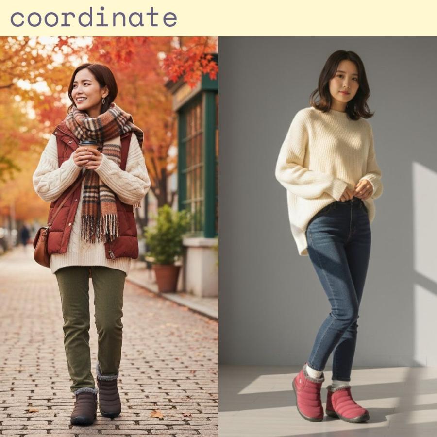 ブーツ ボア レディース メンズ 裏起毛 ボアブーツ 防寒 保温 ウィンター 防寒靴 雪靴 滑り止め 40代 50代 60代 秋冬雪靴  通勤用 りんごのほっぺ |  | 13