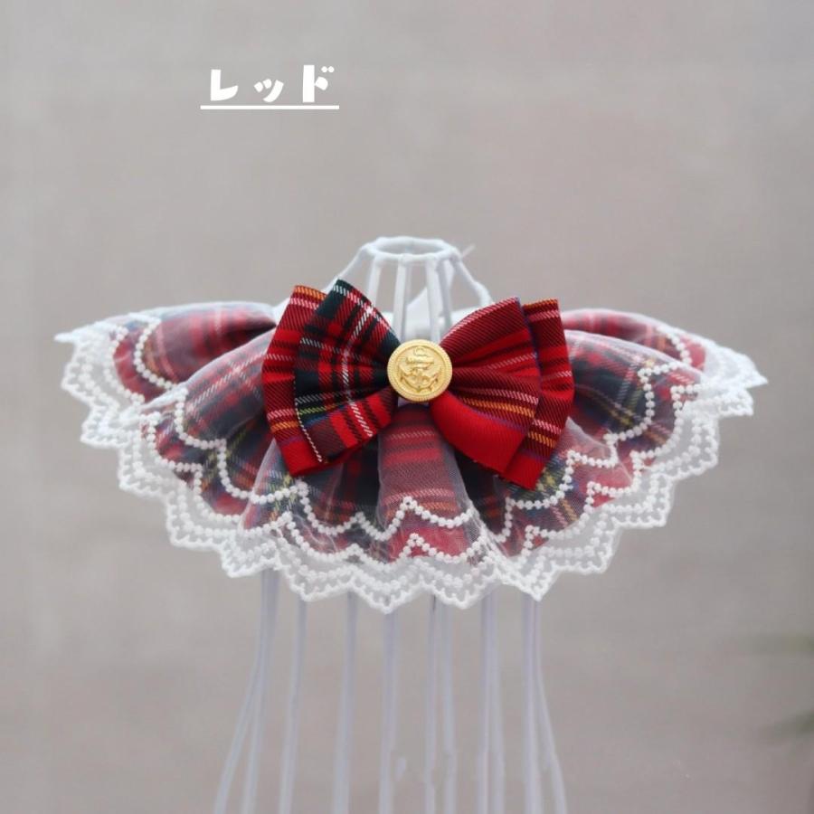 猫 ネコ 小型犬 首輪 ひな祭り イヌ 犬 猫用首輪 チェック柄 レース  