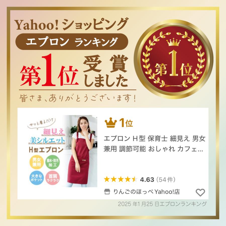 エプロン H型 保育士 細見え 男女兼用 調節可能 おしゃれ カフェ 防水
