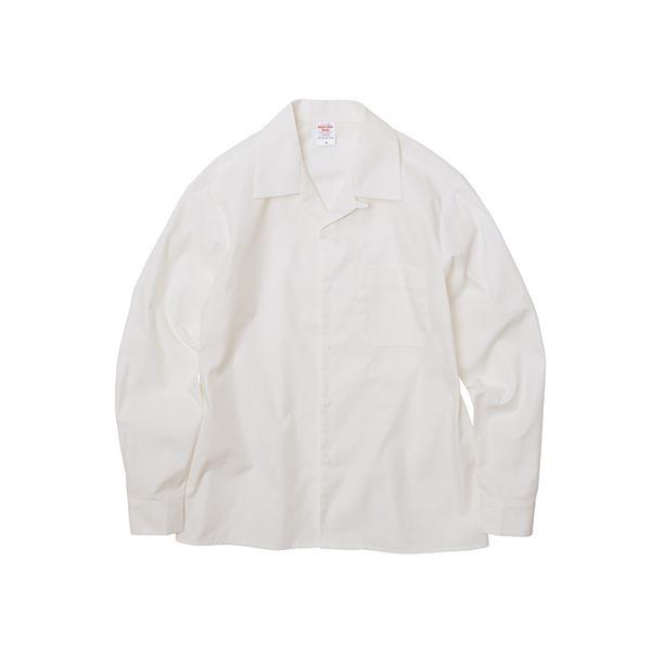 お歳暮 T/C ノンアイロンオープンカラー長袖シャツ オフホワイト Mリンク1965 五分、七分袖