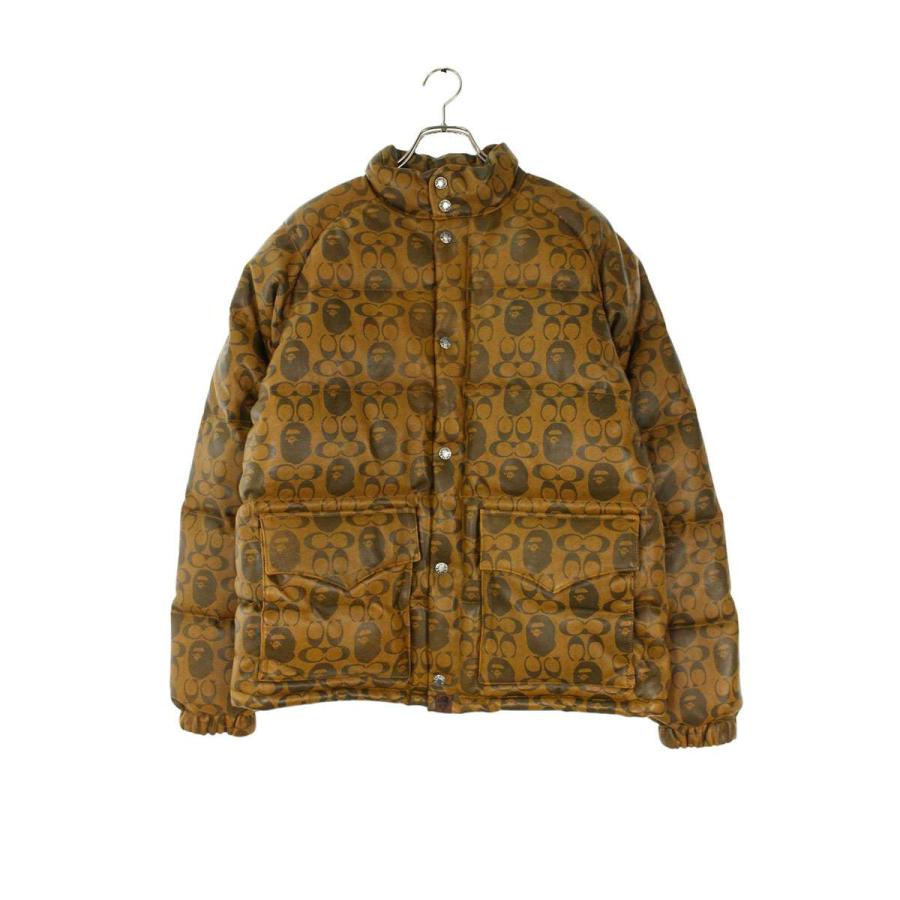 アベイシングエイプ  コーチ サイズ:L  001HJG231902X コラボプリントレザーダウンジャケット 中古 BS99 A BATHING APE（アベイシングエイプ） コーチ サイズ:L 001HJG231902X