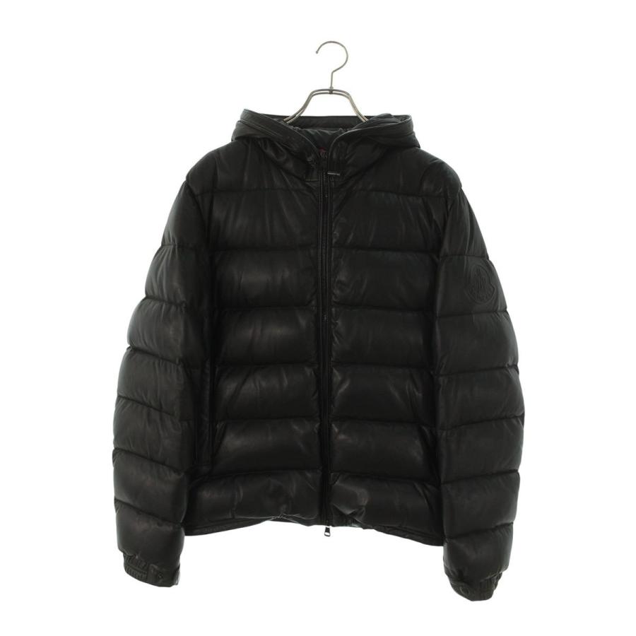 モンクレール サイズ:4  GEBROULAZ ゲブロウラズ ワッペン付きレザーダウンジャケット 中古 OM10 MONCLER（モンクレール） サイズ:4 GEBROULAZ ゲブロウラズ ワッペン