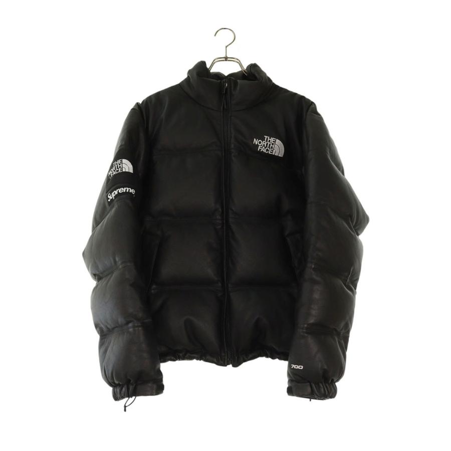 シュプリーム ×ノースフェイス THE NORTH FACE  17AW  Leather Nuptse Jacket オールレザーヌプシダウンジャケット メンズ M Supreme（シュプリーム） ダウンジャケット ノースフェイス サイズ:M