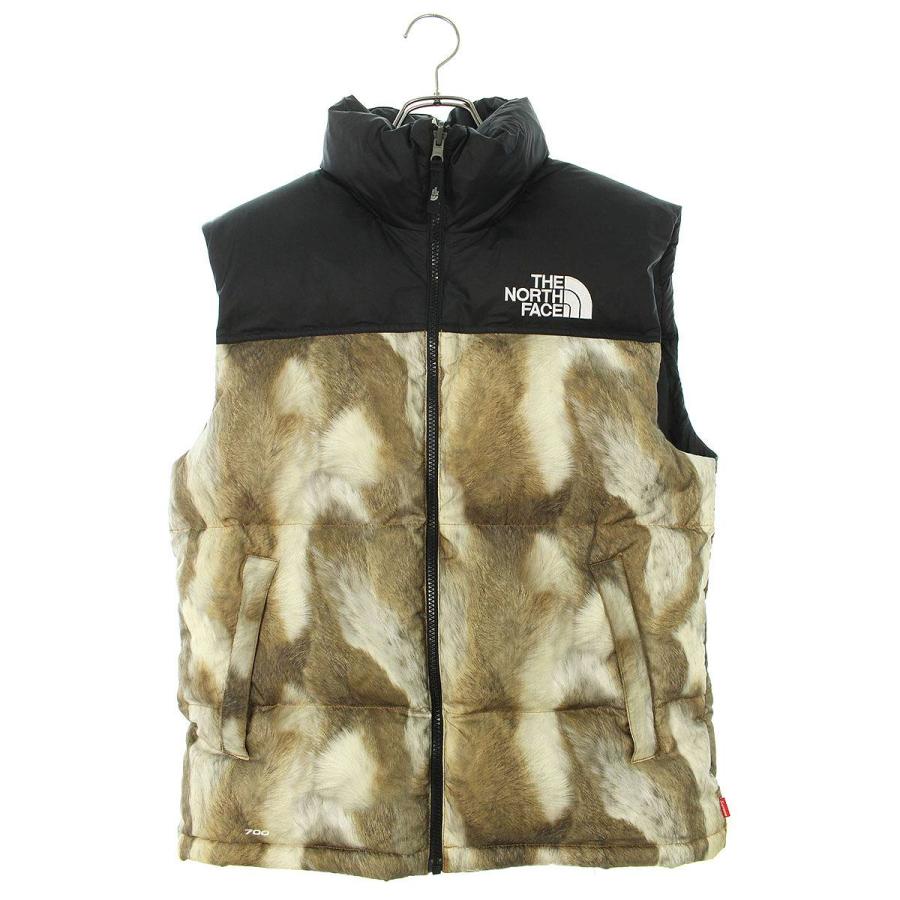 シュプリーム ノースフェイス ダウンベスト Fur Print Nuptse Vest 