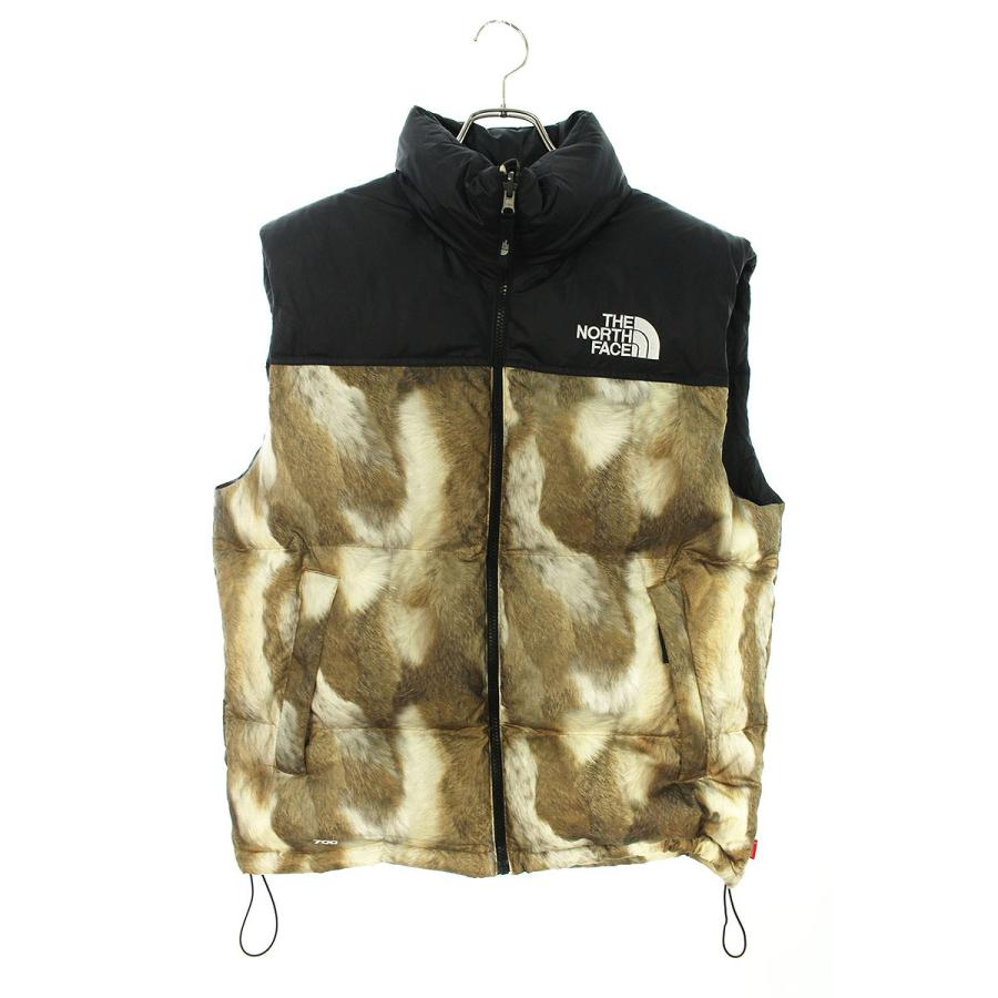 シュプリーム ノースフェイス ダウンベスト Fur Print Nuptse 
