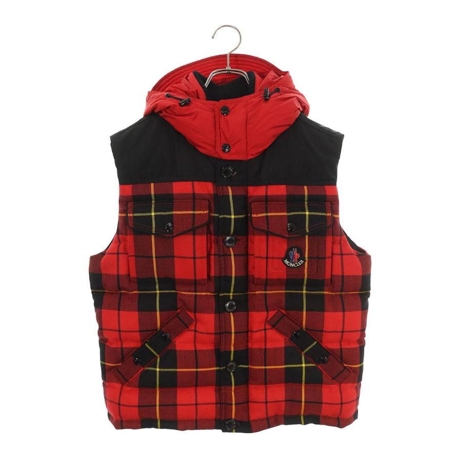 MONCLER（モンクレール） サイズ:2 チェック柄フーデッドダウンベスト