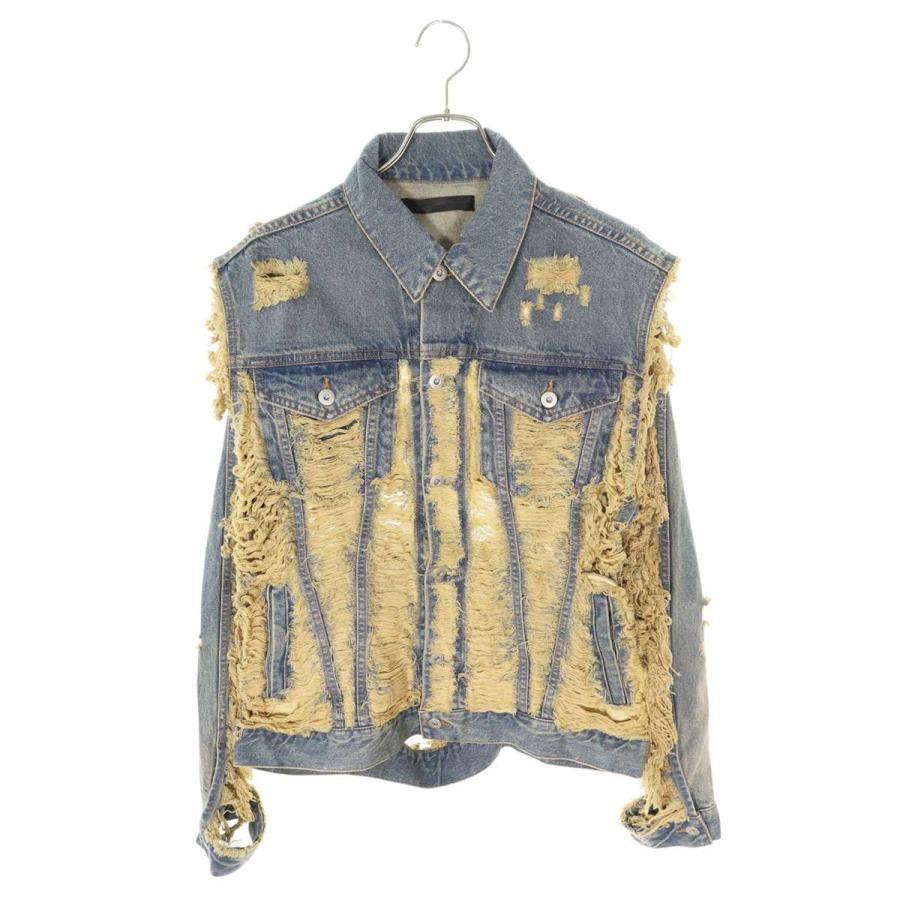 ジュンナカヤマ 24SS サイズ:48クラッシュコーティングデニムジャケット 中古・古着通販】JUN NAKAYAMA (ジュンナカヤマ) アームギャザー