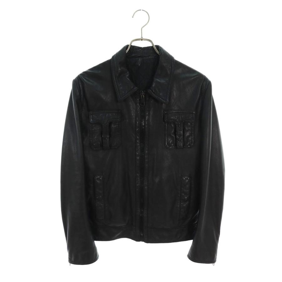 ディオールオム レザージャケット 05AW サイズ:46 Tポケットレザー 