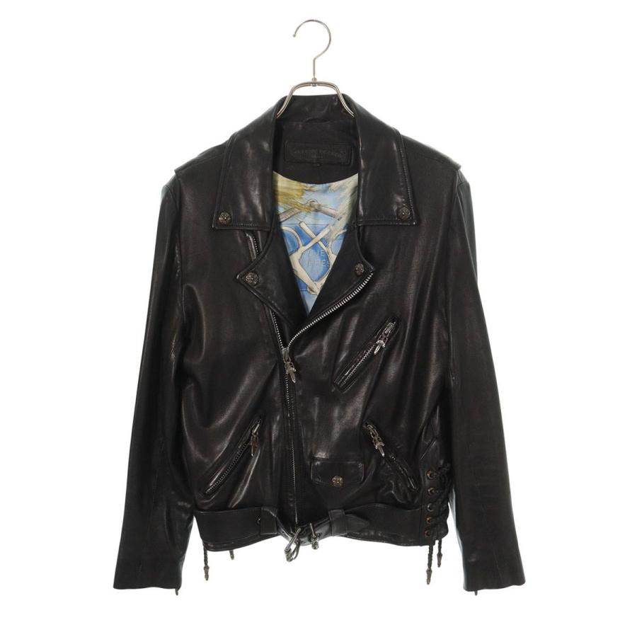クロムハーツ サイズ:S  JJ DEAN HERMES JJディーン 裏地エルメスダガージップライダースレザージャケット 中古 SJ02 CHROME HEARTS（クロムハーツ） レザージャケット サイズ:S JJ DEAN