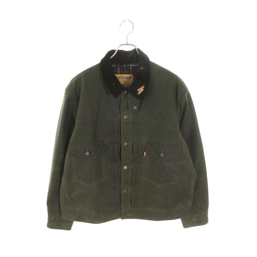 バーブァー ×リーバイス LEVI'S  Type II Waxed Trucker Jacket 008GN-0005 オイルドトラッカーブルゾン メンズ XL Barbour（バブアー） リーバイス サイズ:XL Type II Waxed Trucker